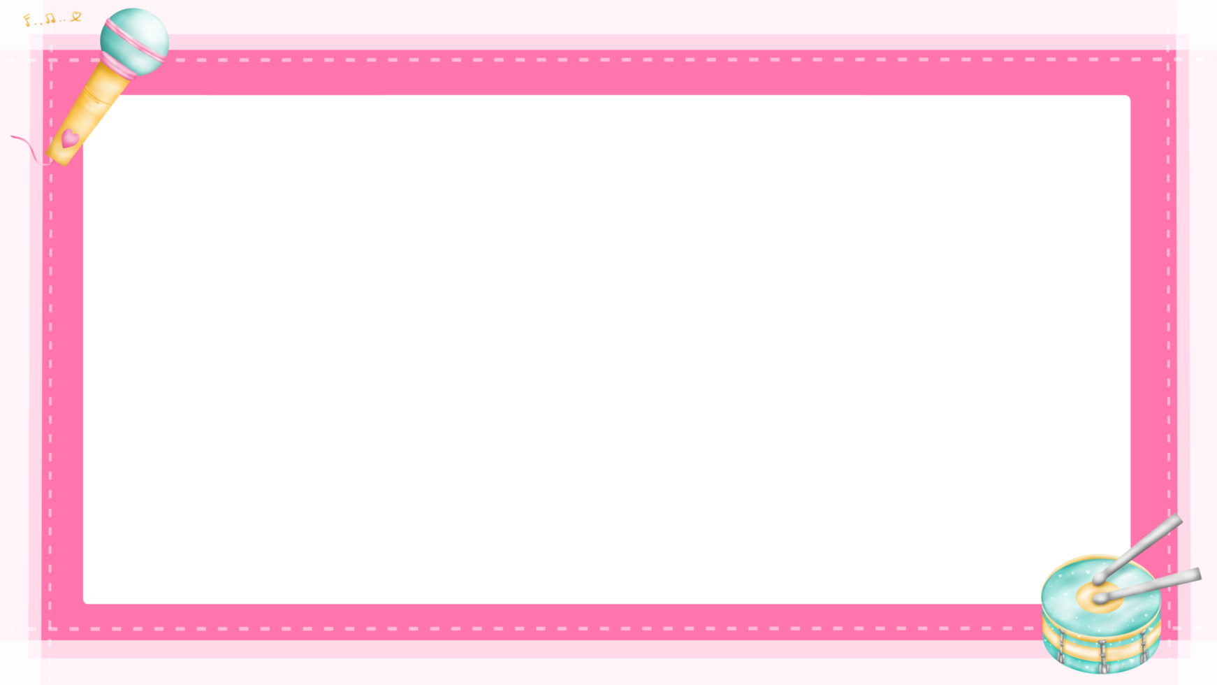 frame background decorated with pink frame, drum and microphone png