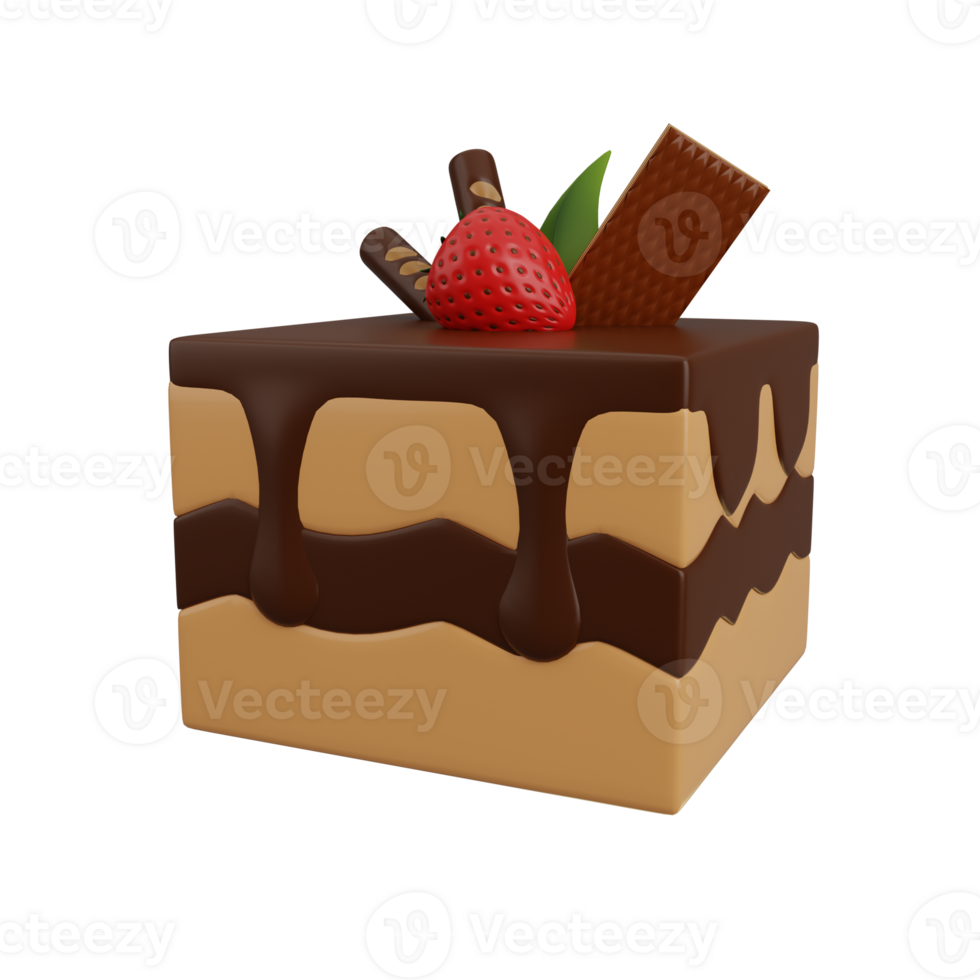 3D valentine's day iconic cake in chocolate and bakery blend colors with wafer topping png