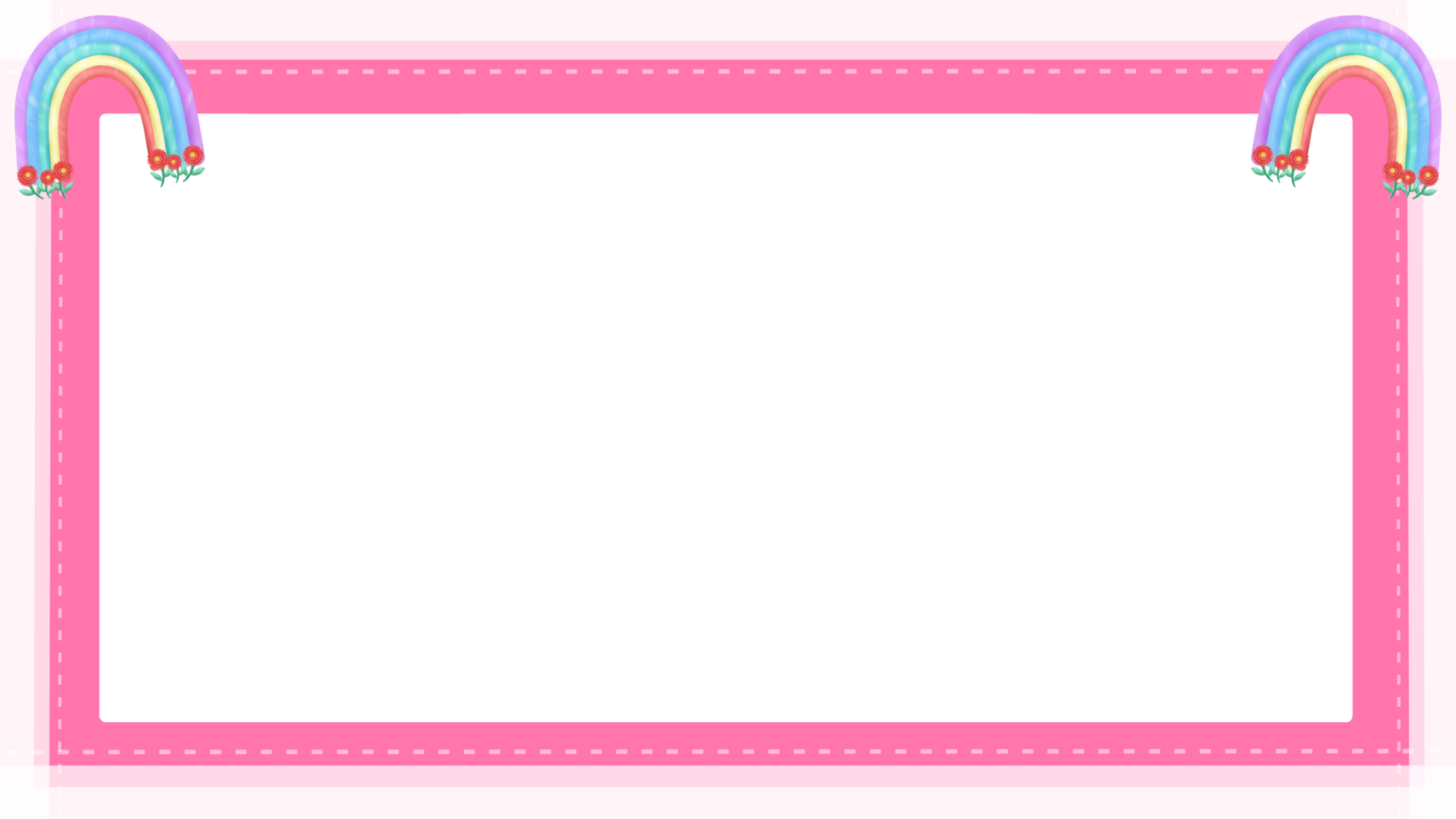 cute background decorated with pink frame and rainbow png
