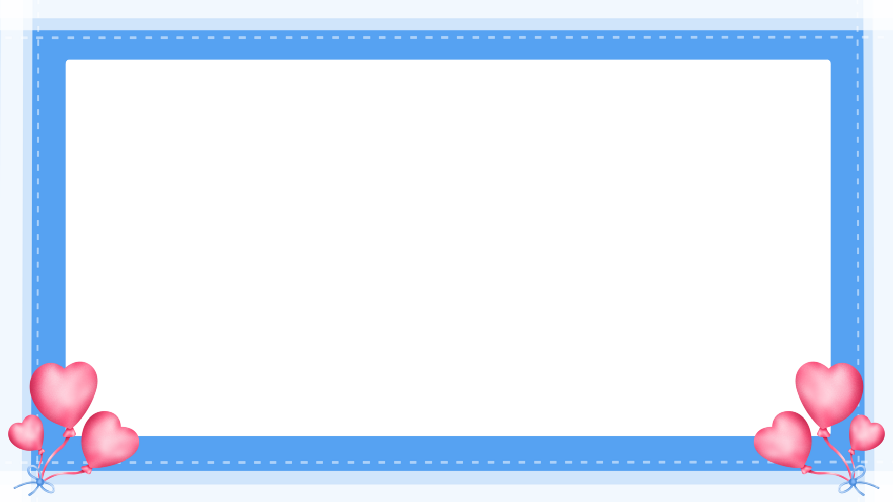 frame background decorated with blue frame and heart balloon png