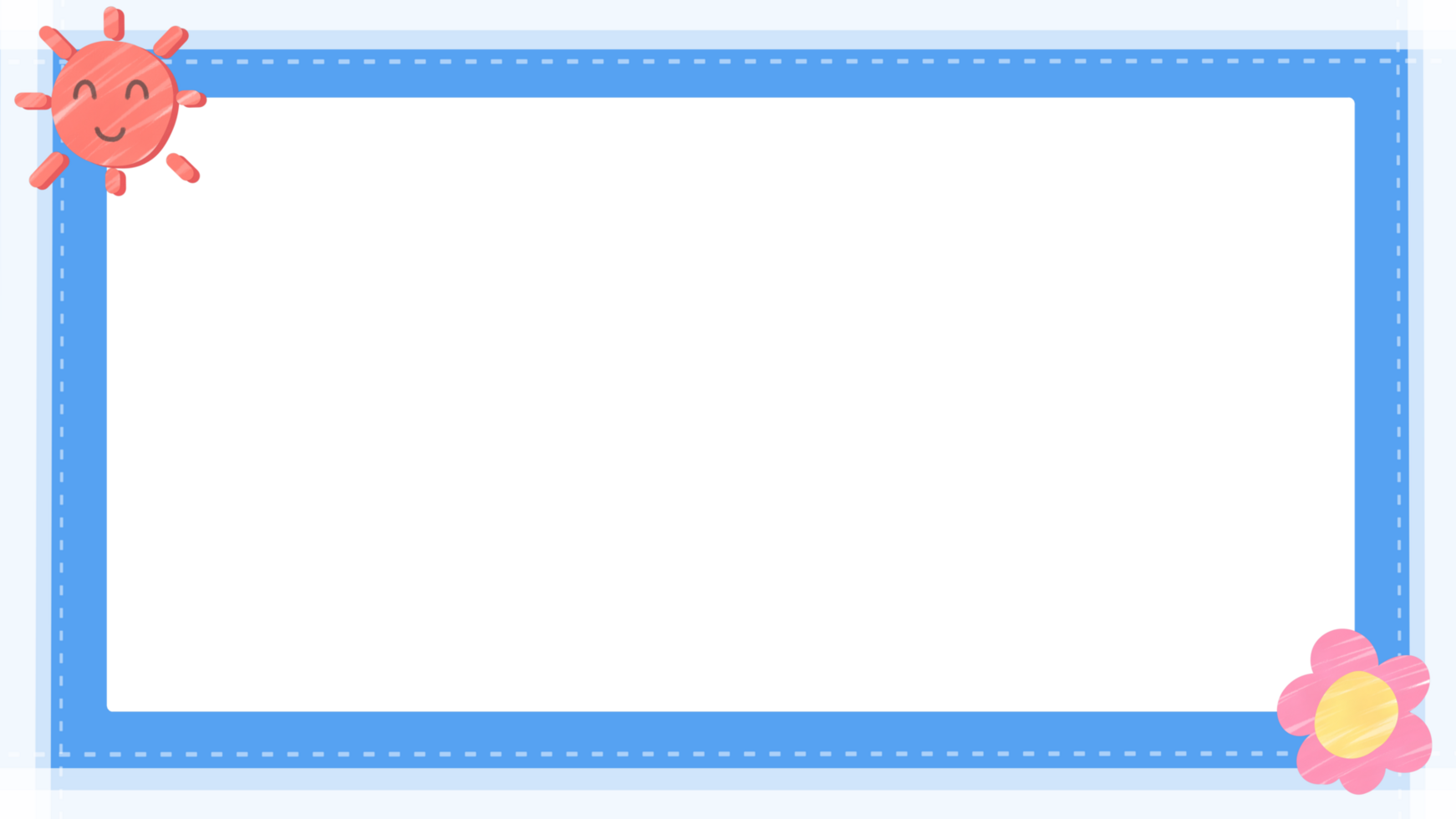 frame background decorated with blue frame, sun and flower png