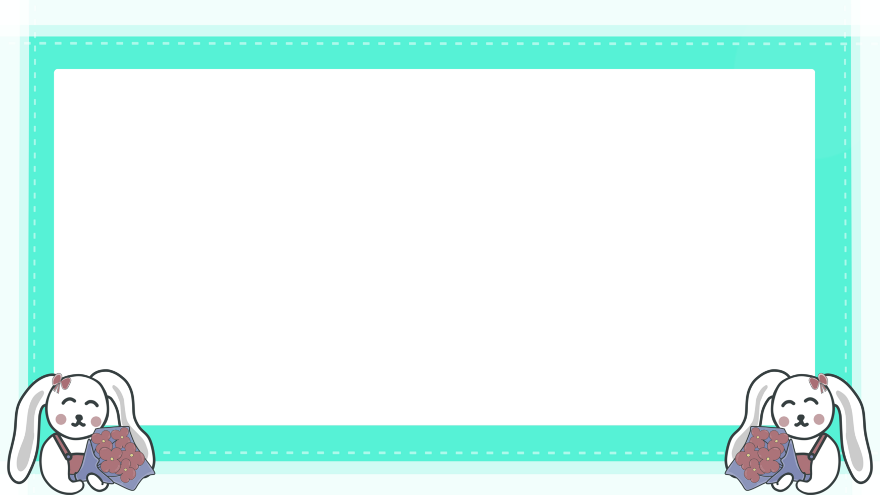 frame background decorated with blue frame, cute rabbit with a bouquet of flowers png