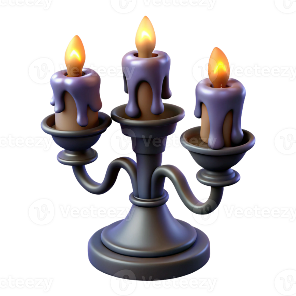 Three-Candle Candelabra Isometric Render png