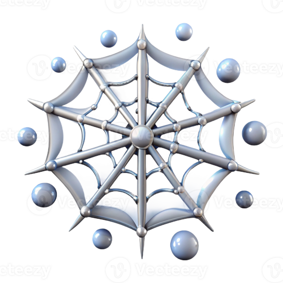 Isometric Render of Abstract Silver Web png