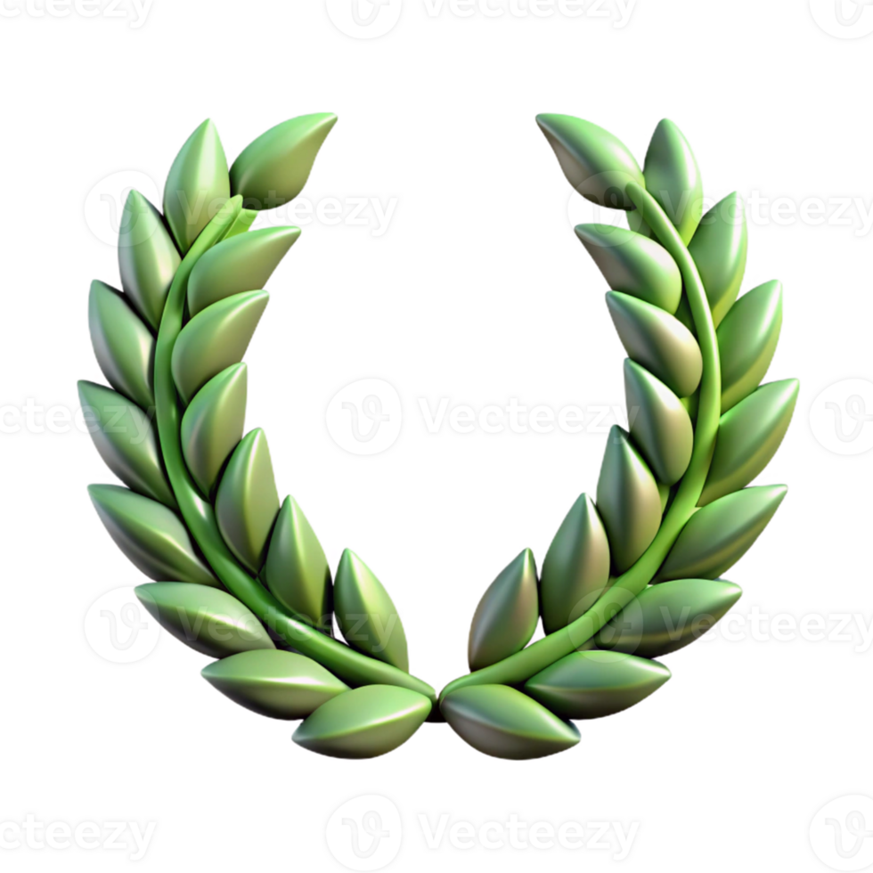 Isometric Green Laurel Wreath Graphic png