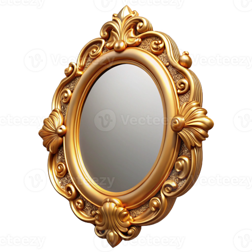 Ornate Gold Mirror Isometric Render png