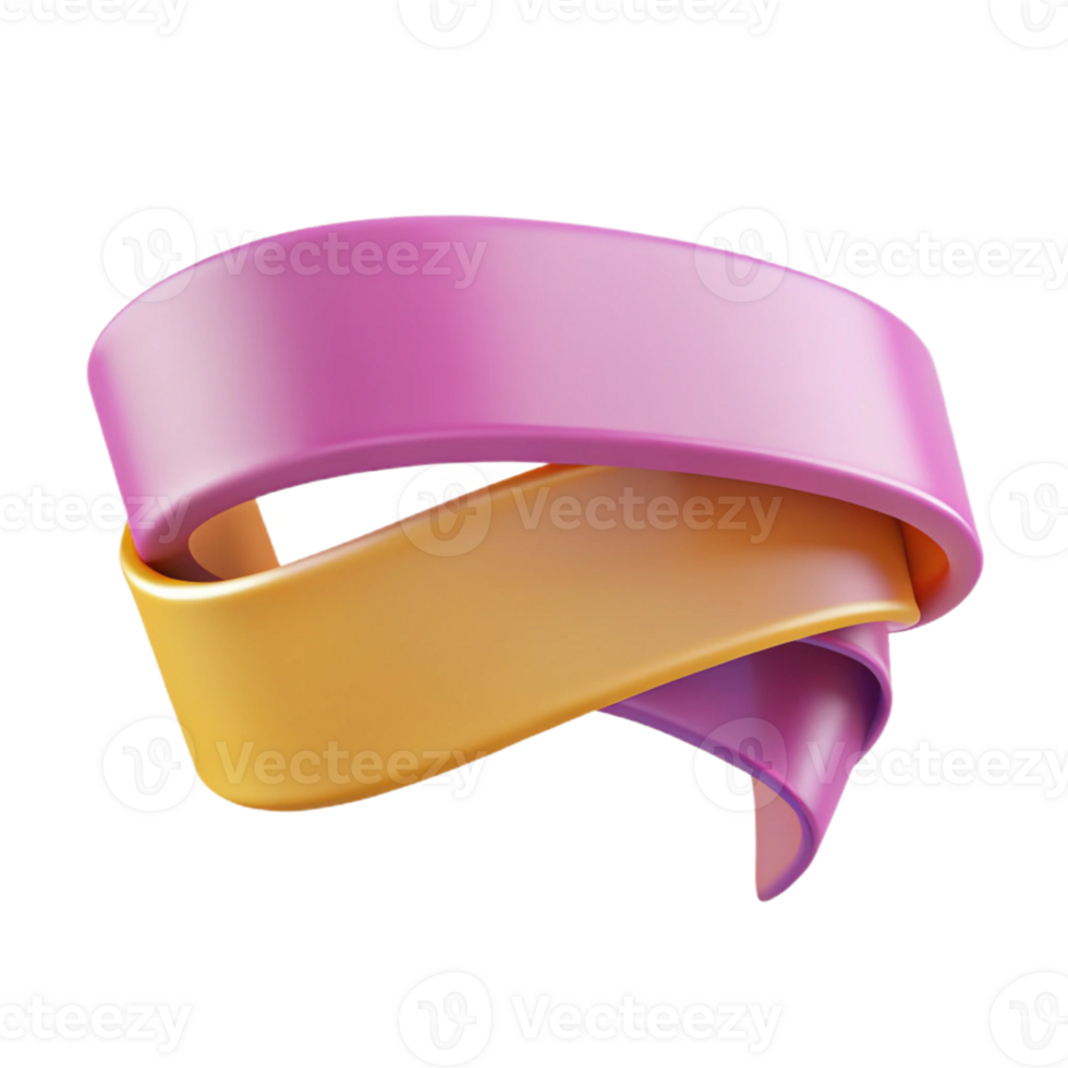 Abstract Isometric Render Pink and Gold Swirls png