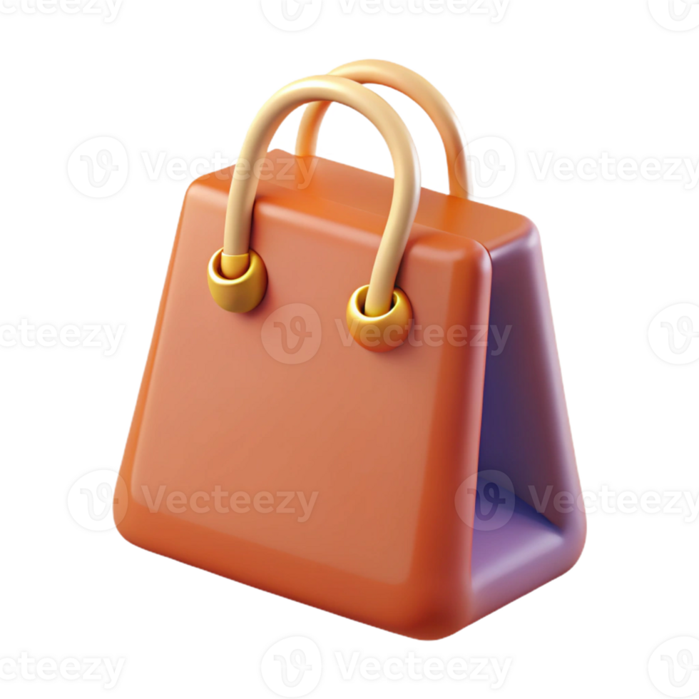 Isometric Render Orange Shopping Bag Illustration png