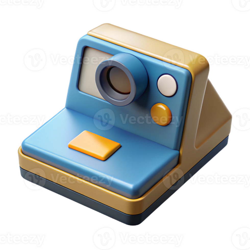 Isometric Render of a Retro Instant Camera png