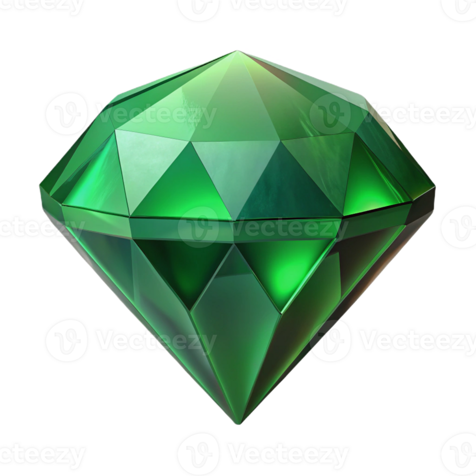 Luminous Green Emerald Isometric Render png