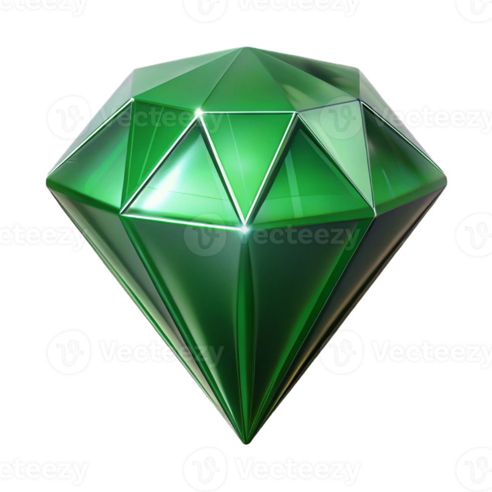 Isometric Render Green Gemstone Illustration png