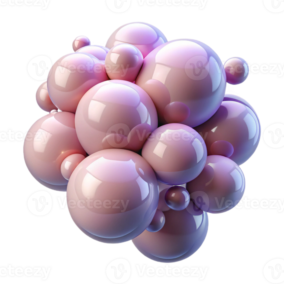 Pink Bubble Cluster Isometric Render png