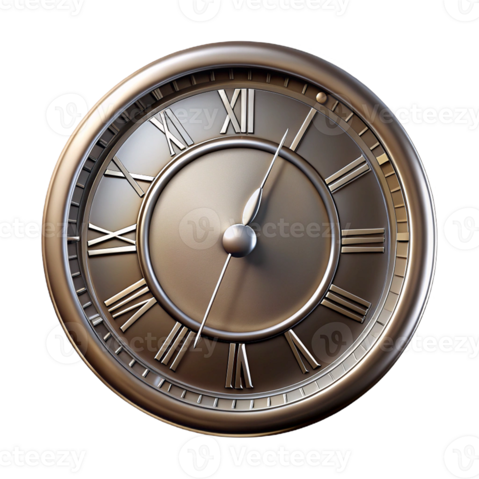 Isometric Render Elegant Bronze Clock png