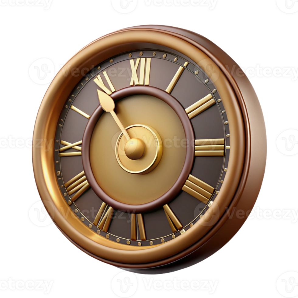 Isometric Render of Antique Clock Illustration png