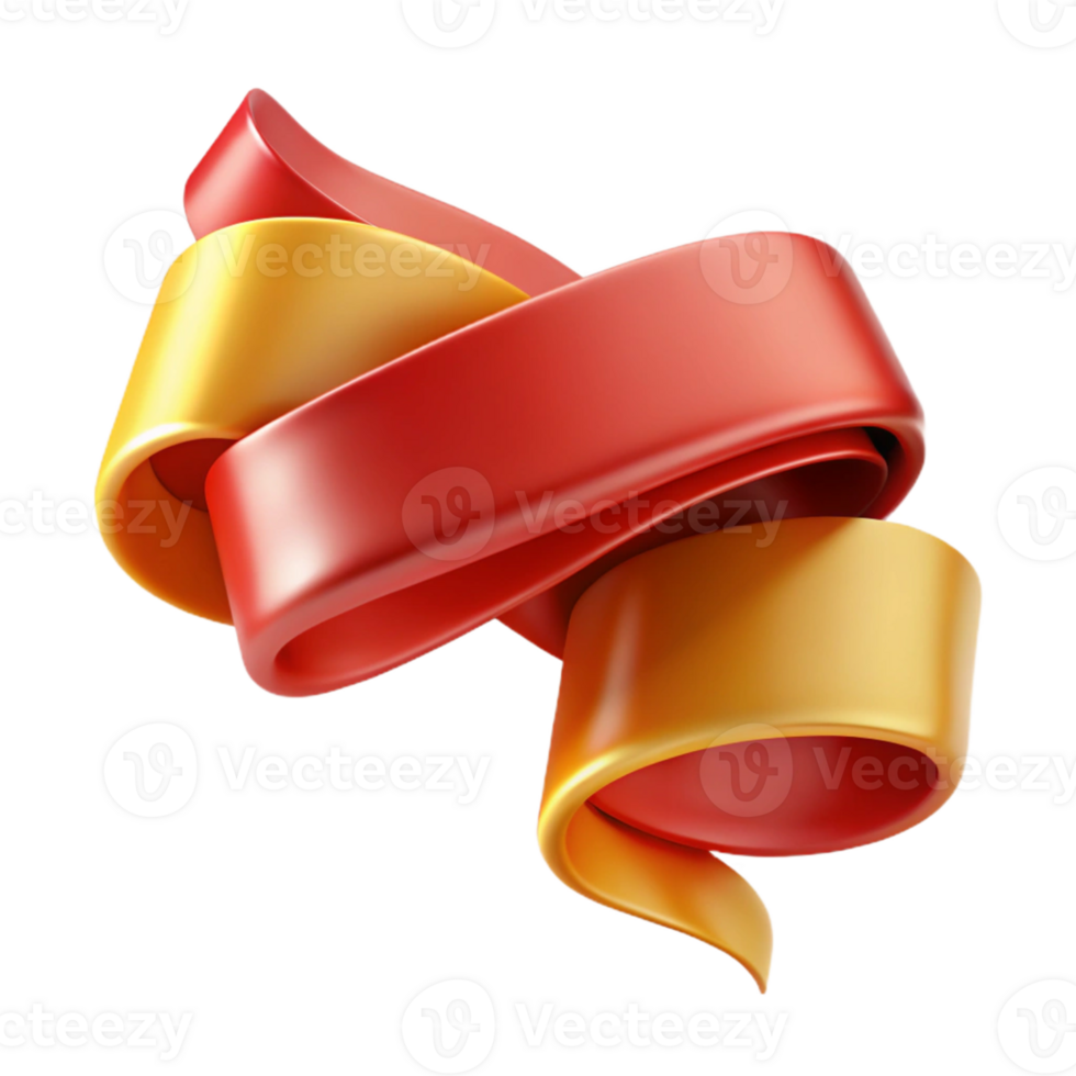 Abstract Isometric Red and Gold Ribbon Illustration png