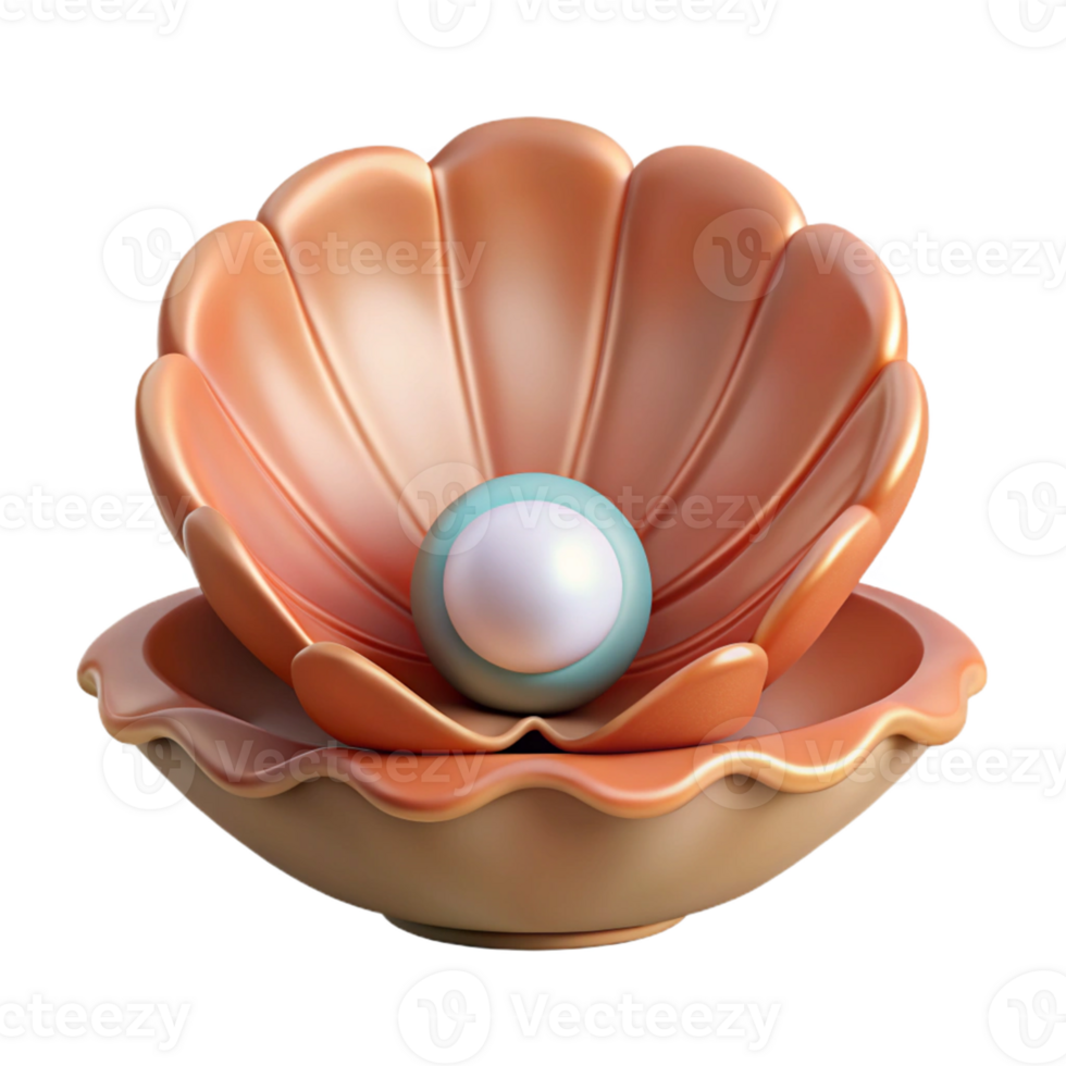 3D Rendered Seashell with Pearl png
