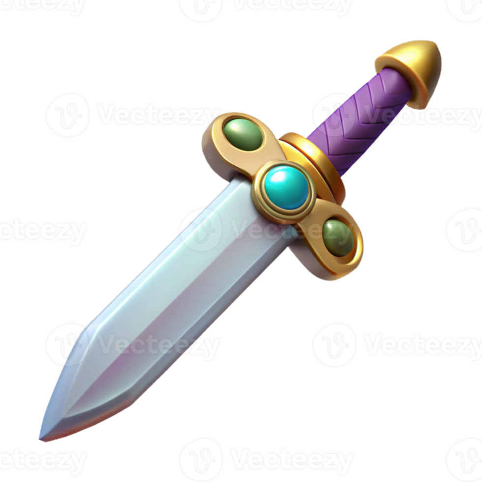 Shiny Gemstone Dagger 3D Model png