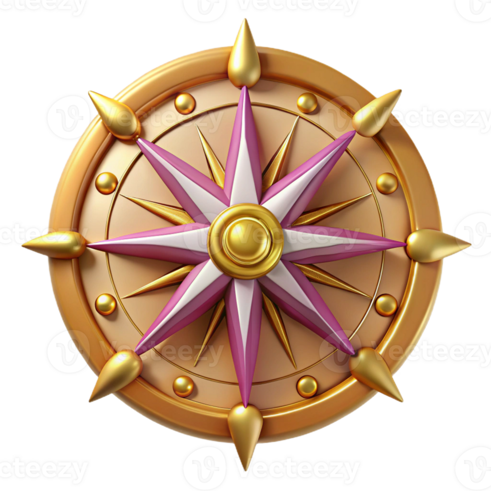 Golden Compass with Pink Star png