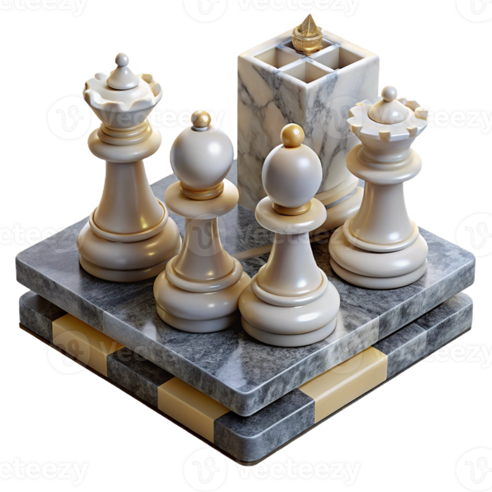 Marble Chess Set with Gold Accents png