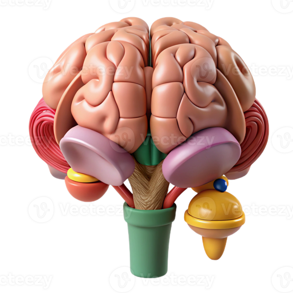 Isometric Human Brain Anatomy Model png