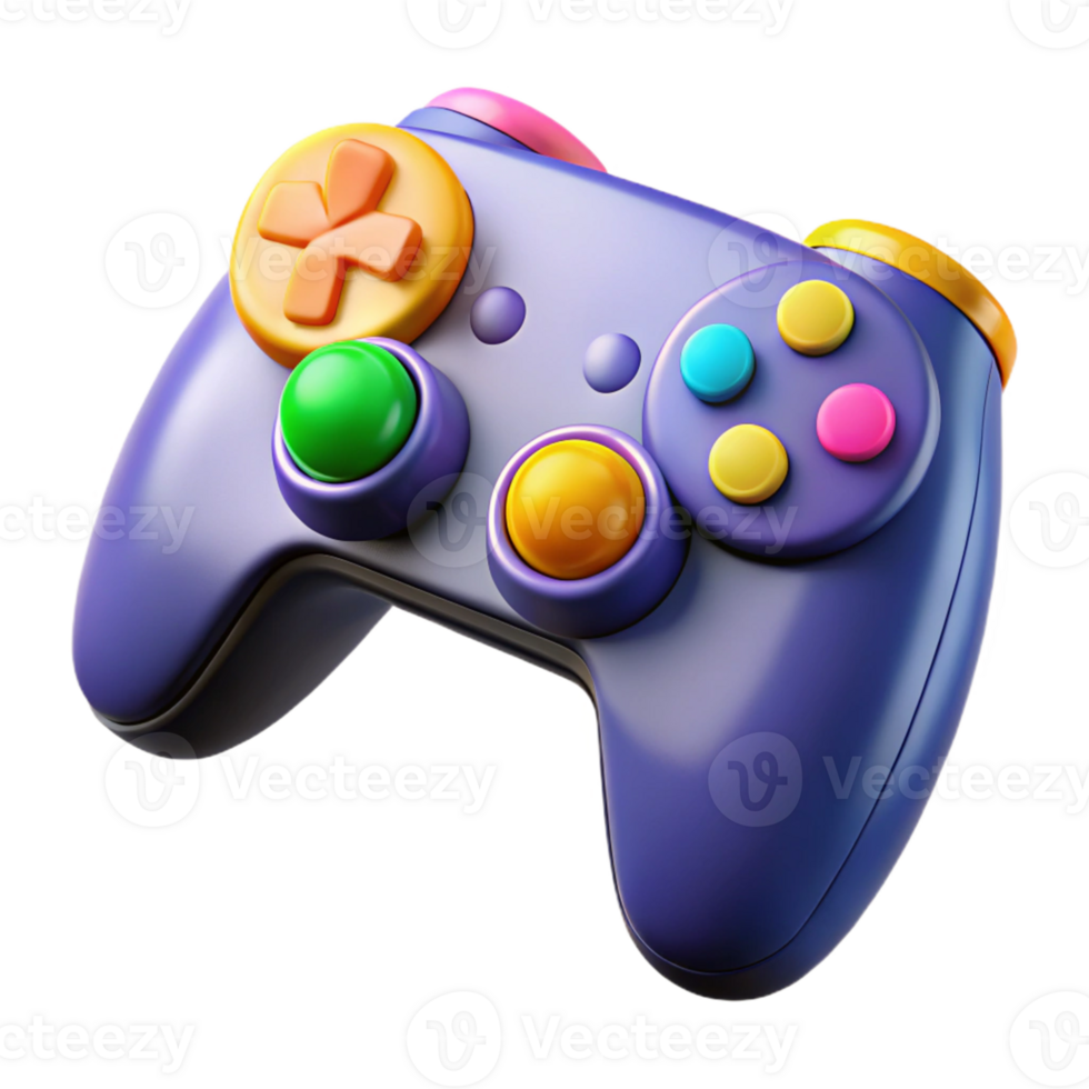 Colorful Isometric Game Controller Render png