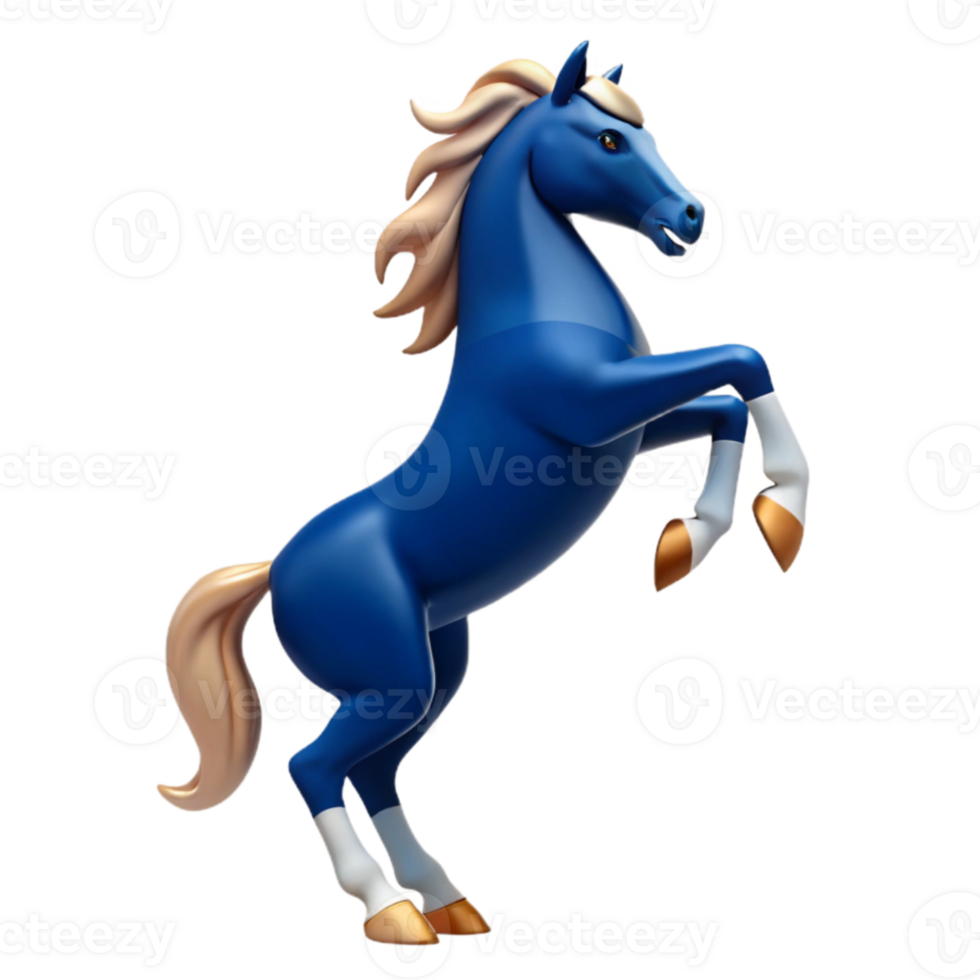 Blue Horse Isometric Render png