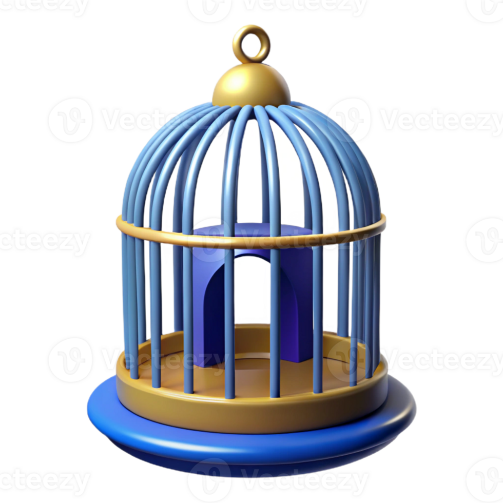 Isometric Rendered Birdcage Illustration png