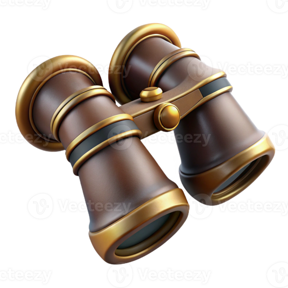 3D Render of Gold Trimmed Binoculars png