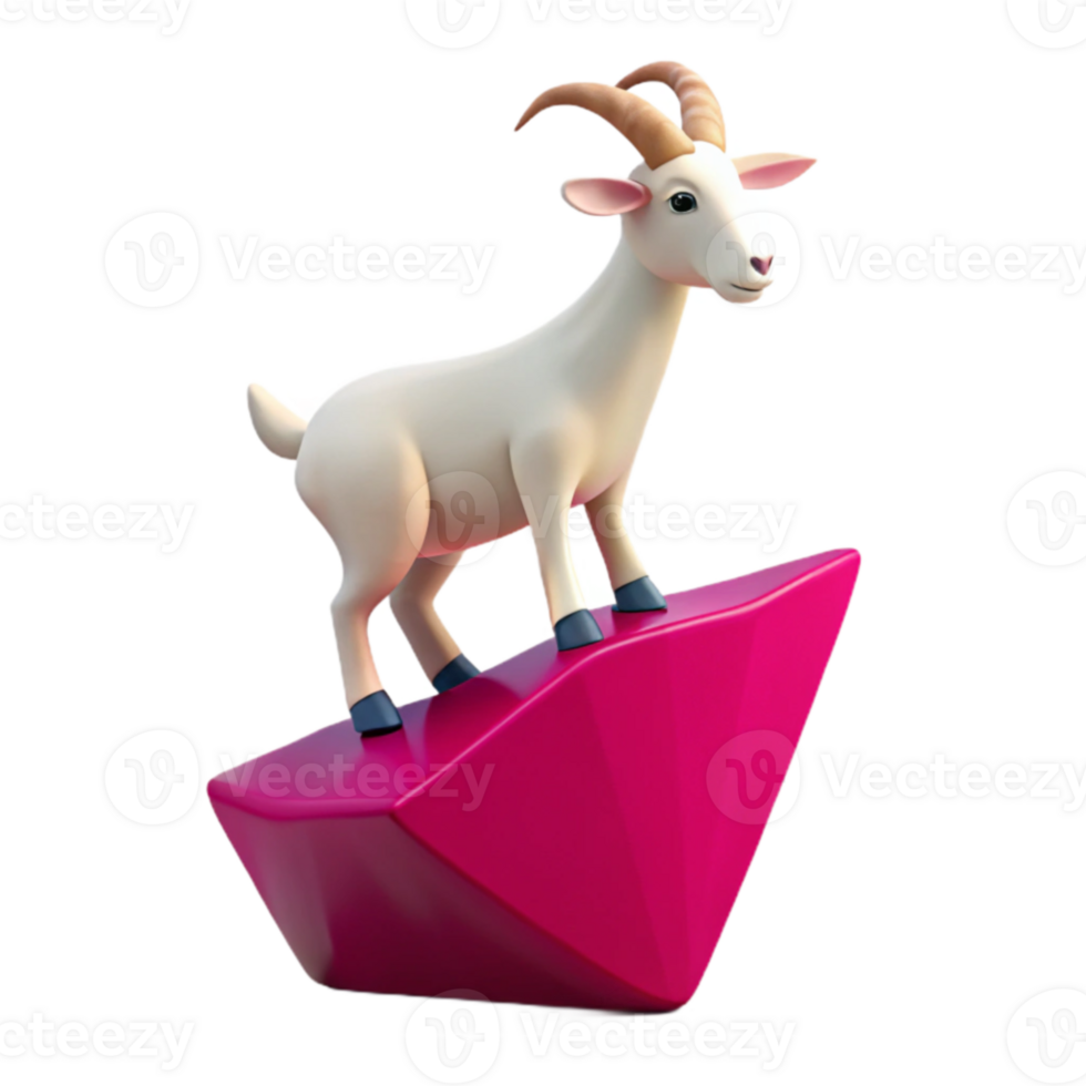 3D Rendered Goat on Pink Gem png