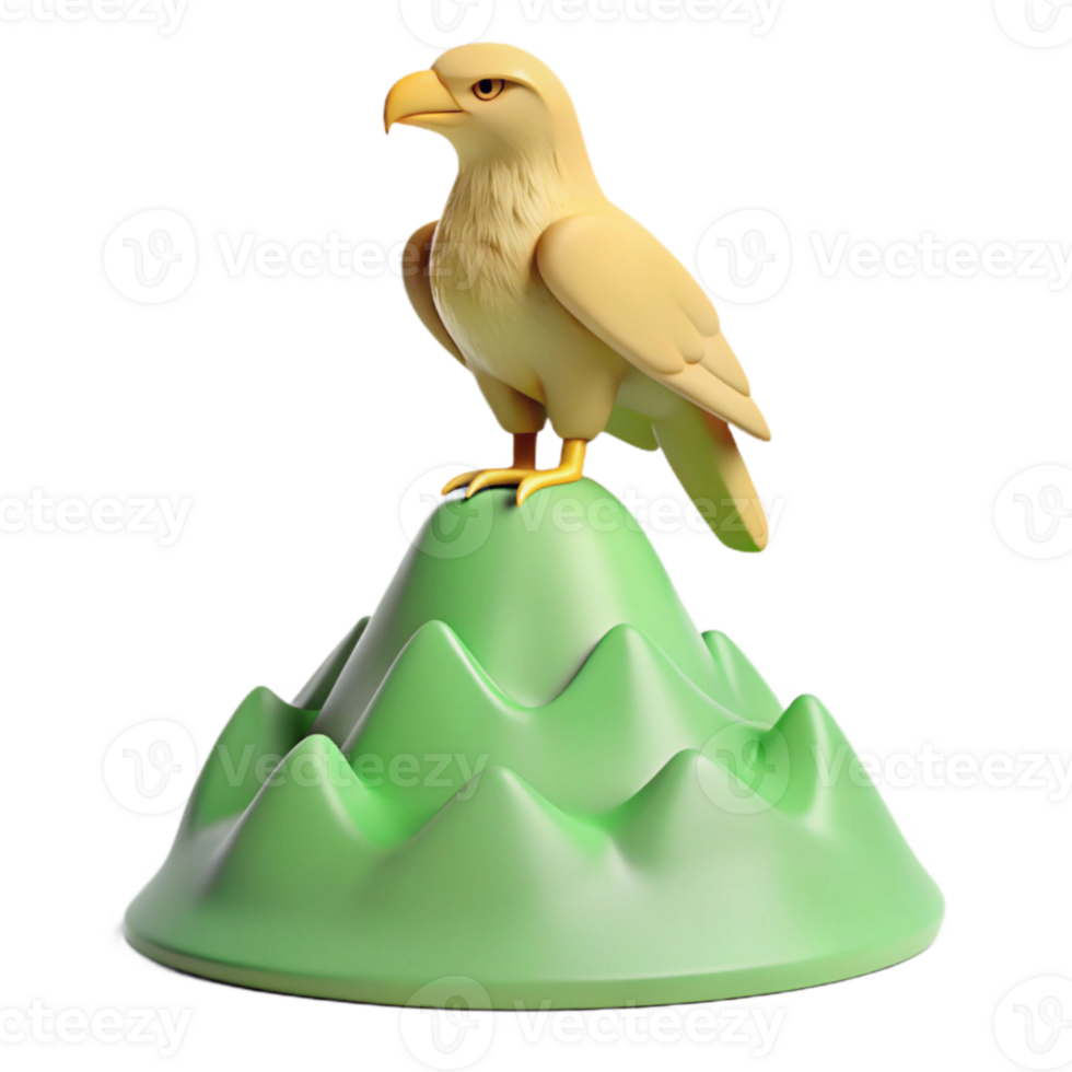 Isometric Eagle on Mountain Peak png