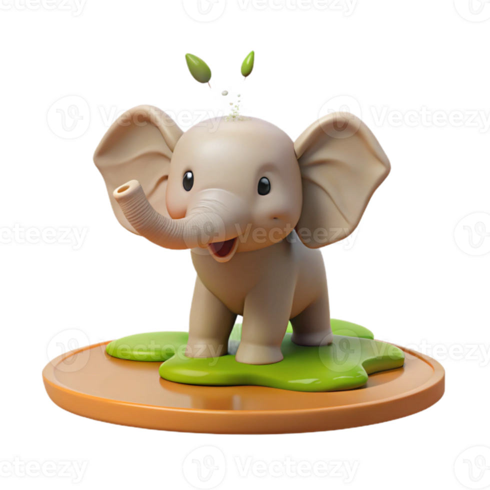 Cute Elephant Isometric Model png