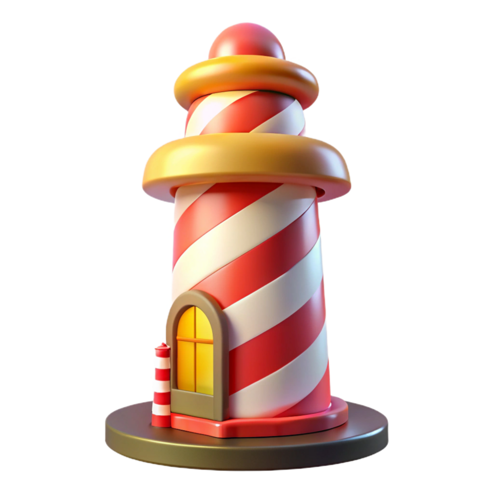 Cartoon Lighthouse Isometric Render png