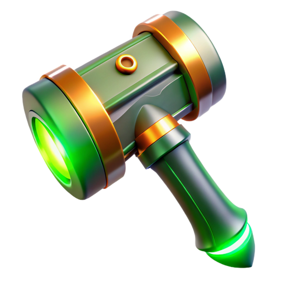 Glowing Green Hammer Isometric Render png