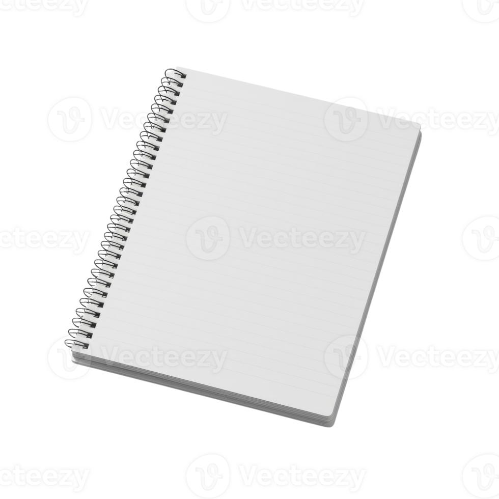 Blank Spiral-Bound Notebook with White Page. cut out png