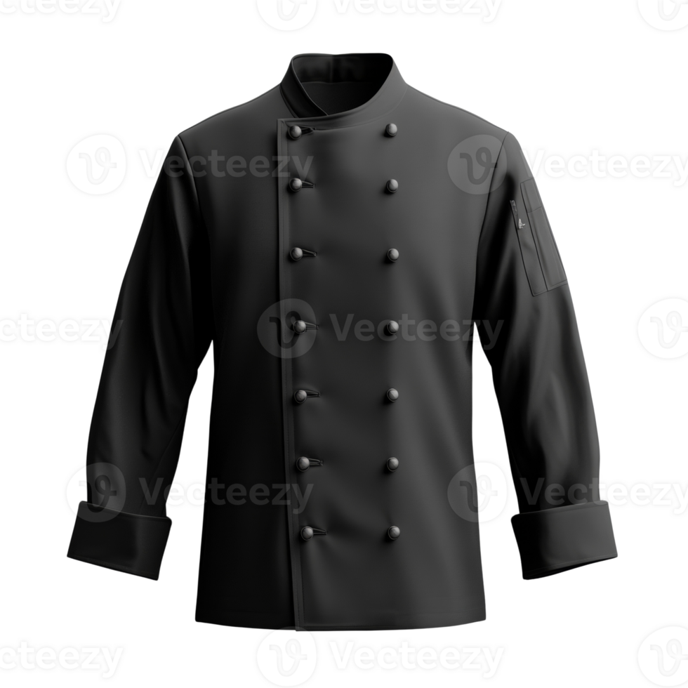 Black Chefs Jacket Professional Culinary Uniform Apparel. isolated png
