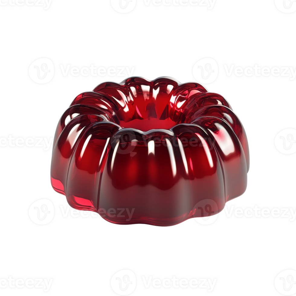 A single red jelly mold sits on a transparent background png