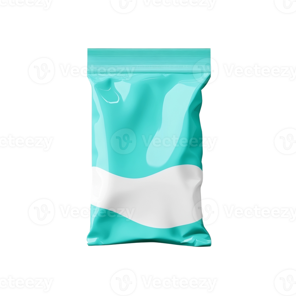 Teal Stand Up Pouch Mockup with White Label png