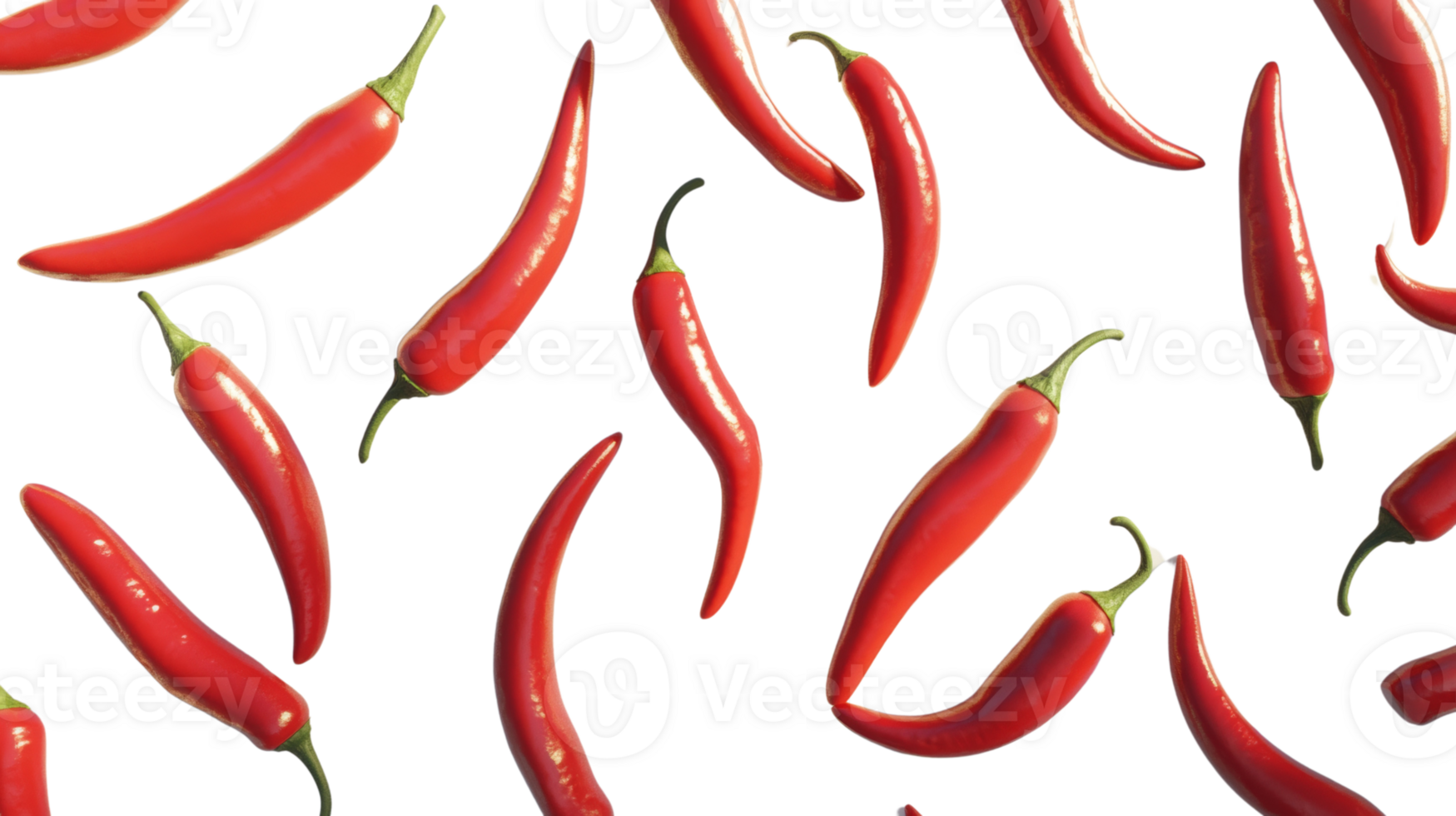 Red chili peppers falling against a black background png
