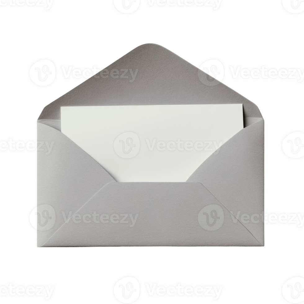 A grey envelope contains a blank white card png