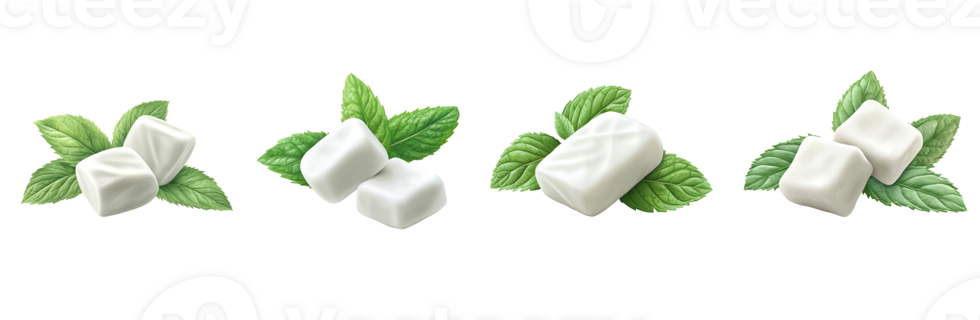 Mint Candies Resting on Fresh Green Mint Leaves png