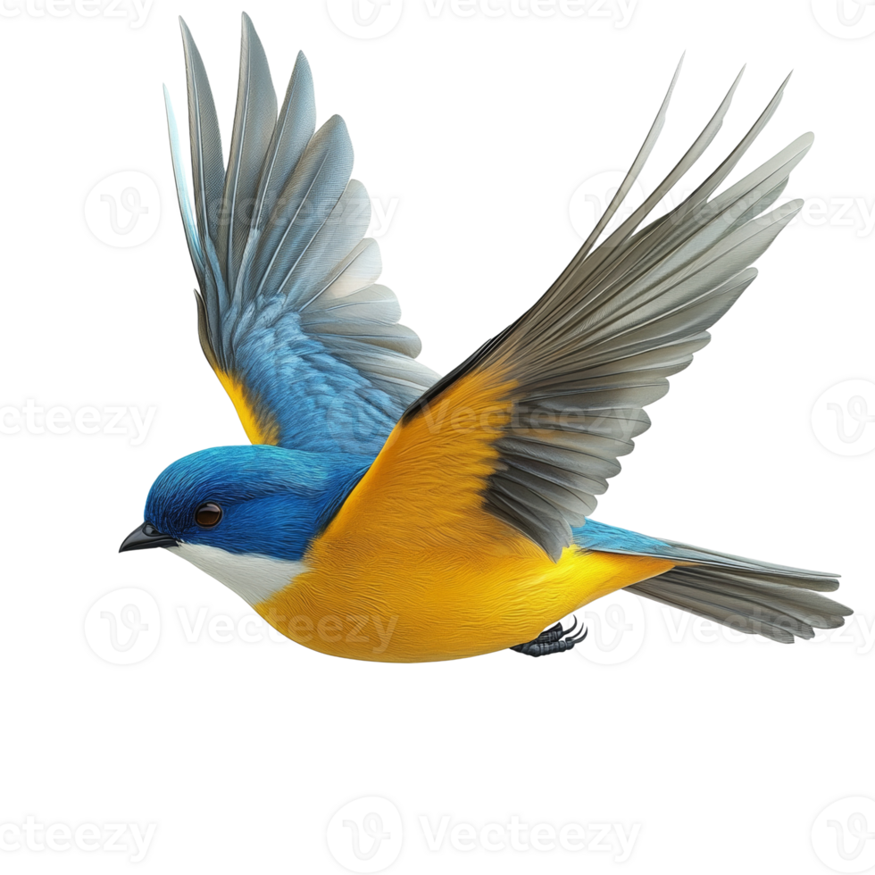 A Vibrant Blue And Yellow Bird In Flight png