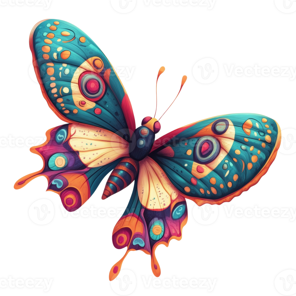 Vibrant Colorful Butterfly with Artistic Wings Design png