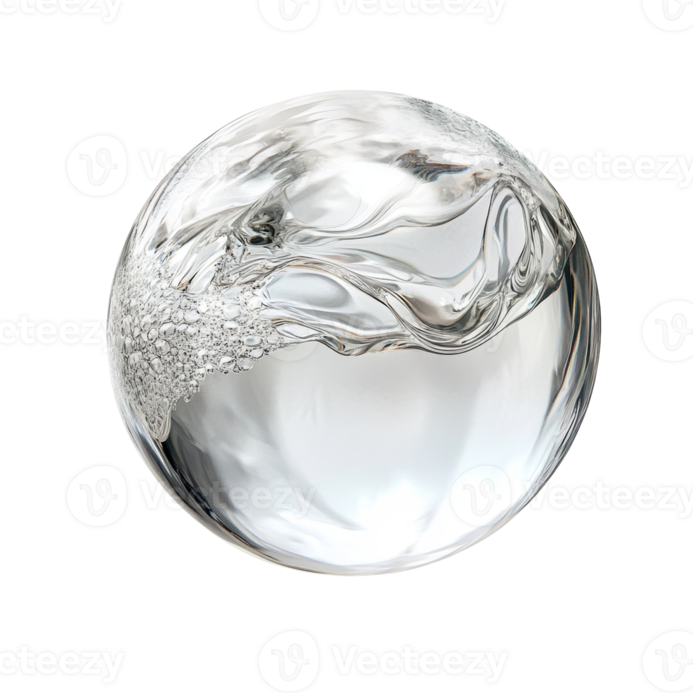 Liquid Sphere With Swirling Water and Bubbles png