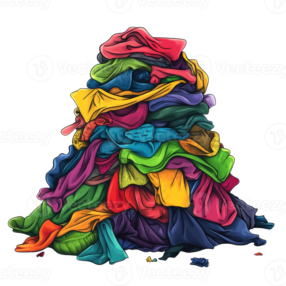 A Colorful Pile Of Clothes Forms A Towering Heap png