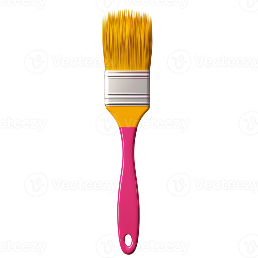 A Pink and Yellow Paintbrush Against a Black Background png