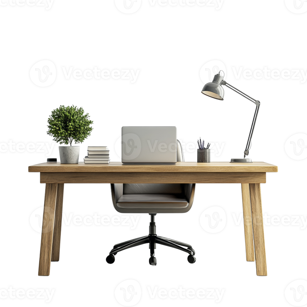 Modern minimalist home office workspace setup with laptop png