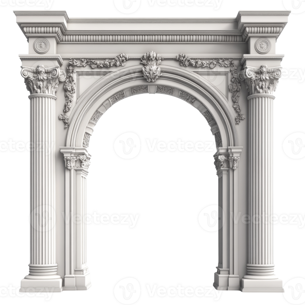 Elegant Classical Archway with Ornate Columns and Frieze png
