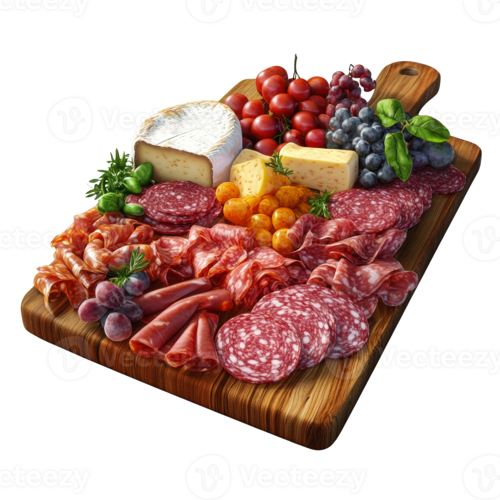 Delicious Charcuterie Board Featuring Salami Cheese and Grapes png