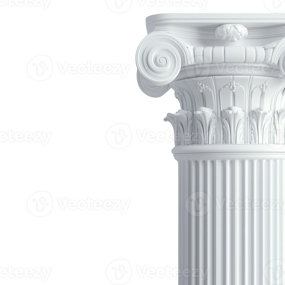 White Ionic Column Architectural Detail Close Up png