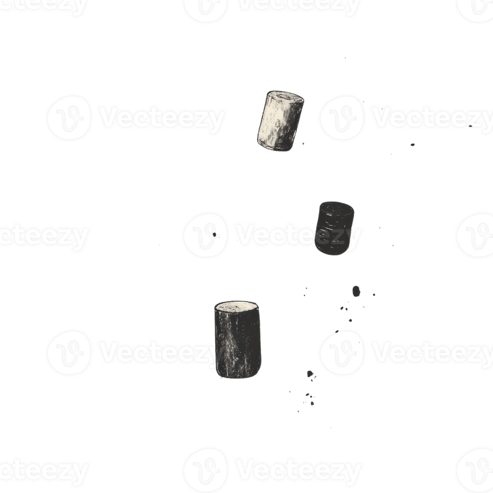Three Marshmallows Falling Apart Against Black Background png
